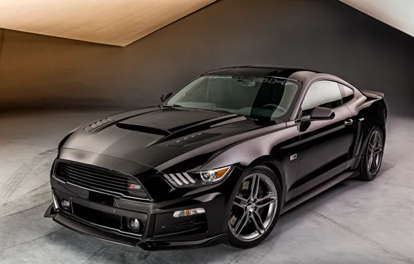 Картинка черный, Mustang, Ford, мустанг, Black, Roush, 2015, Stage 3