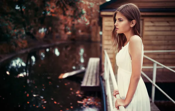 Картинка Alina, Girl, Model, White, View, Dress, Gorokhov