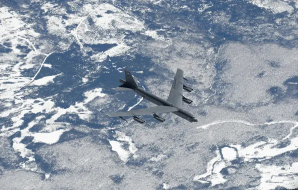 Картинка полет, ландшафт, Boeing, бомбардировщик, стратегический, тяжёлый, Stratofortress, B-52H