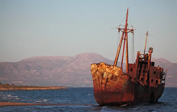 Море, пейзаж, корабль