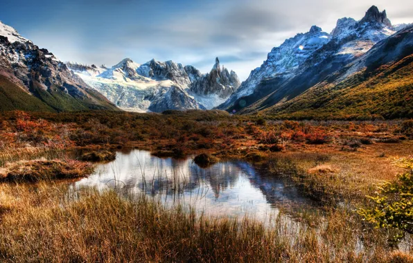 Снег, горы, скалы, nature, Чили, mountains, небо., Chile