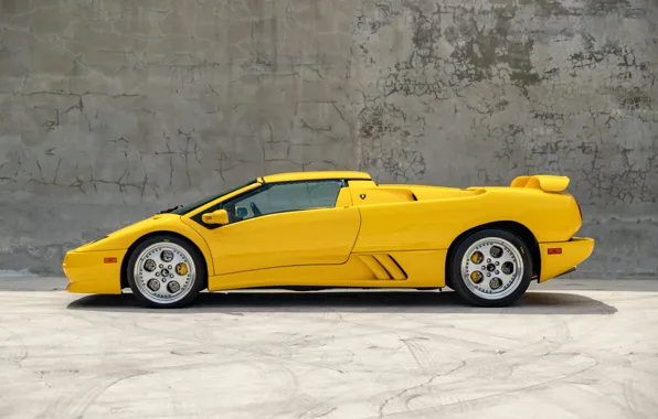 Картинка car, Lamborghini, yellow, Diablo, side view, Lamborghini Diablo VT Roadster