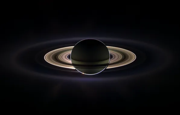 Картинка тень, кольца, Сатурн, Земля, Кассини
