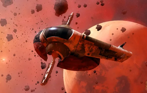 Spaceship, planet, slave, asteroid