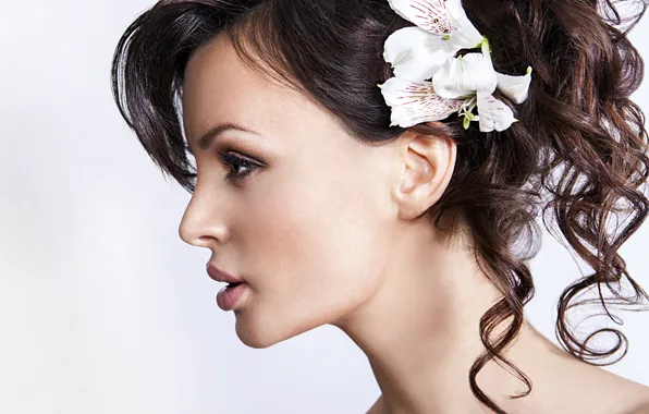 Картинка hairstyle, flower, brunette