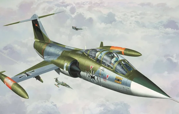 Картинка рисунок, Lockheed, истребитель-перехватчик, Starfighter, F-104