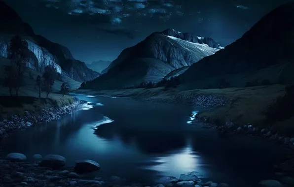 Картинка landscape, night, mountains