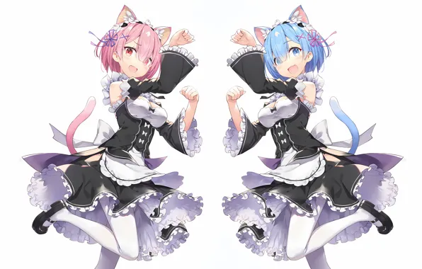 Sexy, cleavage, pink hair, dress, girls, boobs, animal ears, anime