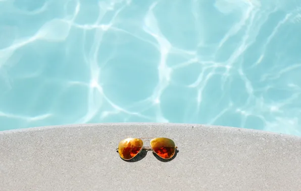 Вода, солнце, отражение, бассейн, water, солнечные очки, reflection, swimming pool