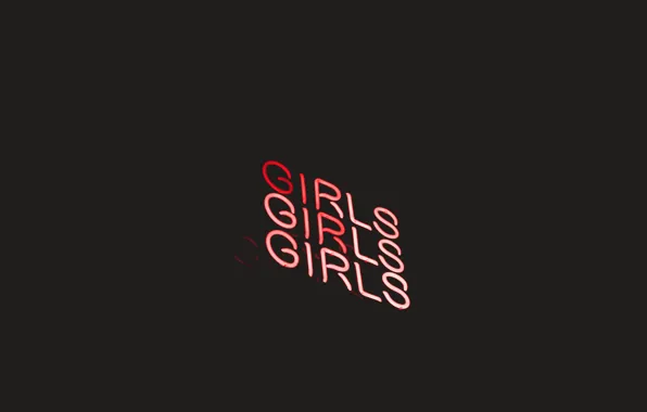 Надпись, неон, реклама, черный фон, girls
