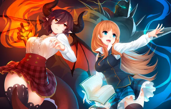 Девушки, Книга, Аниме, Рога, Granblue Fantasy, Существа