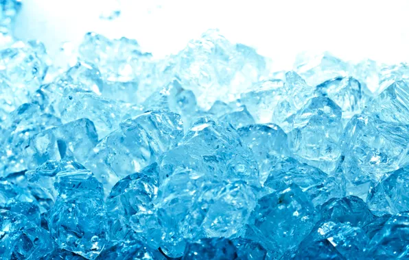 Картинка лед, вода, макро, синий, голубой, кубики