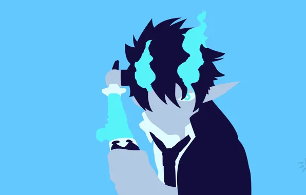 Минимализм, аниме, арт, парень, Ao no Exorcist, Рин, Синий Экзорцист