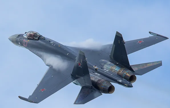 Картинка небо, истребитель, полёт, Су-35, реактивный, многоцелевой, сверхманевренный