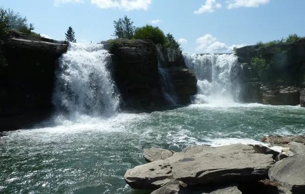 Alberta, Canada, Waterfall, Lundbreck Falls