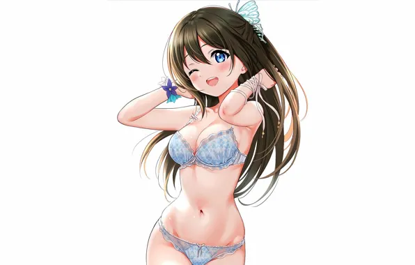Girl, sexy, lingerie, bra, cleavage, panties, long hair, boobs
