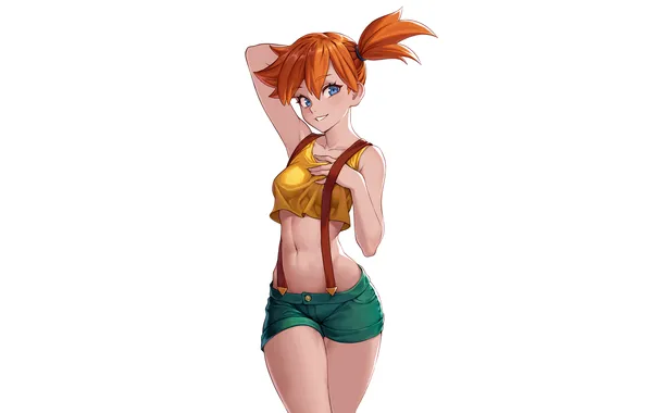 Girl, sexy, Misty, cleavage, shorts, boobs, sexy girl, anime