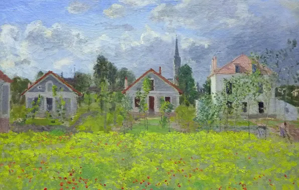 Картинка пейзаж, картина, Клод Моне, Дома в Аржантёе