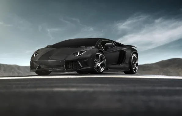Supercar, black, carbon, lambogini aventador