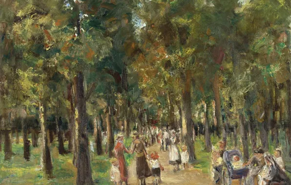 Пейзаж, картина, 1925, Max Liebermann, Макс Либерман, Гуляющие в Тиргартене