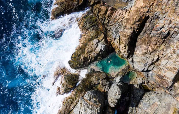 Море, скалы, Карибское море, Французские Антильские острова, Французская Вест-Индия