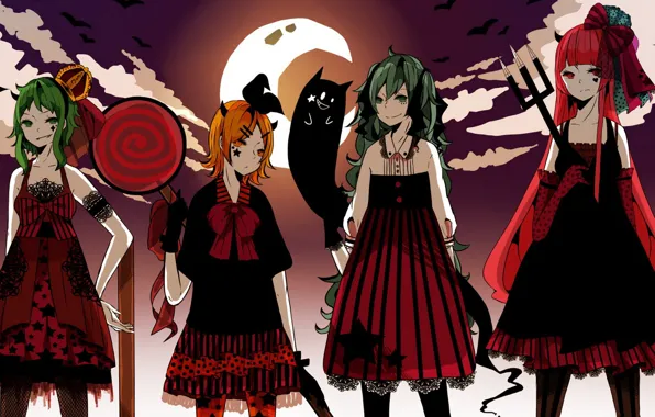Вечер, аниме, арт, Vocaloid, Вокалоид, хеллоуин