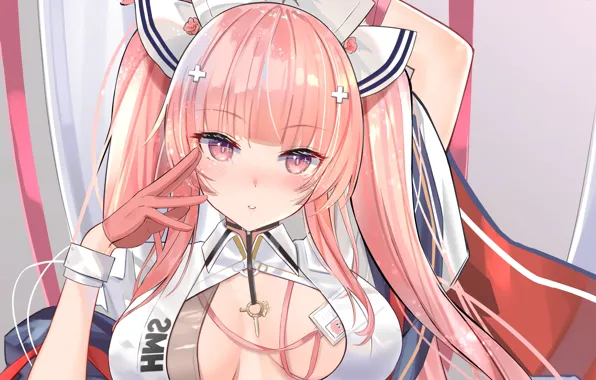 Girl, sexy, long hair, boobs, anime, beautiful, pretty, redhead