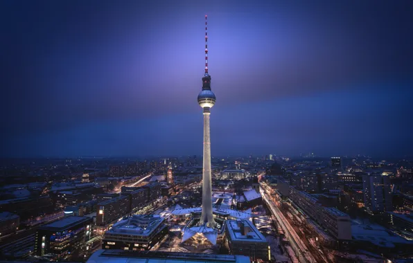 Tower, Germany, night, Berlin, Fernsehturm