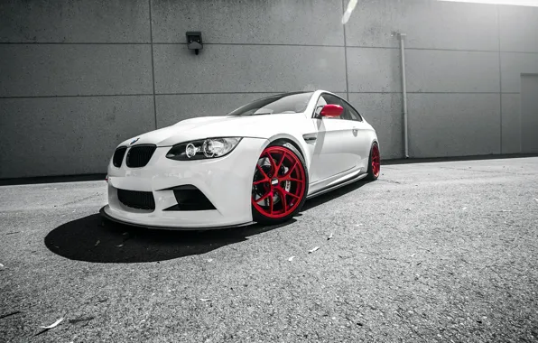 Белый, бмв, BMW, white, E92, frontside