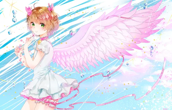 Крылья, ангел, девочка, Card Captor Sakura, Сакура - собирательница карт