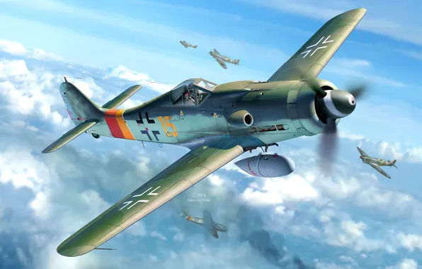 Германия, поршневой, Вторая Мировая война, Люфтваффе, Fw.190, Focke -Wulf, Langnasen Dora, подвесной топливный бак