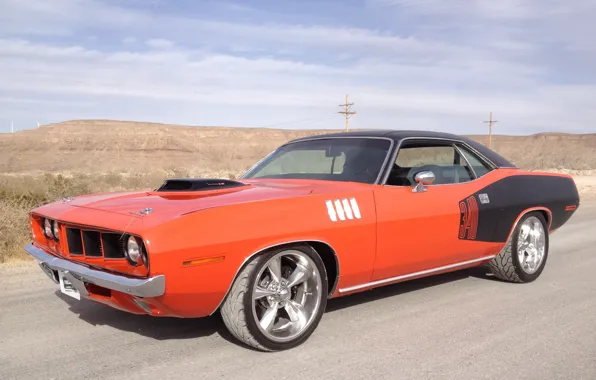 Картинка 1971, orange, plymouth, cuda