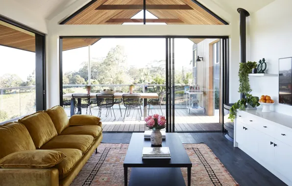 Интерьер, веранда, гостиная, столовая, Australian home