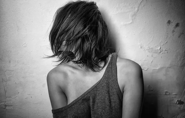 Картинка девушка, стена, волосы