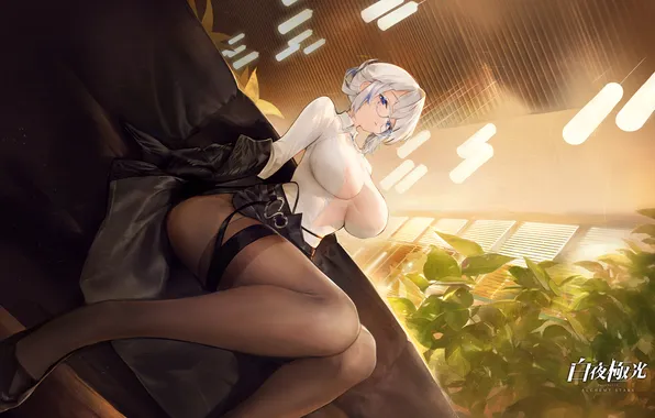 Девушка, диван, azure, agoto, alchemy stars