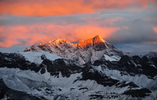 Свет, закат, горы, вечер, Альпы, Италия, пики