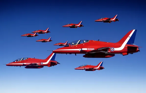 Flying, Red Arrows, BaE Hawk, Aerobatic, Formation Flying