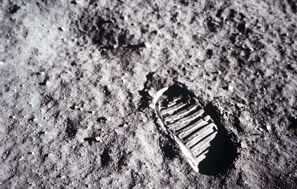 Картинка луна, след, аполлон 11