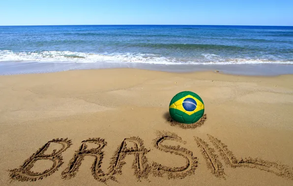 Картинка песок, море, пляж, футбол, мяч, beach, Бразилия, sand