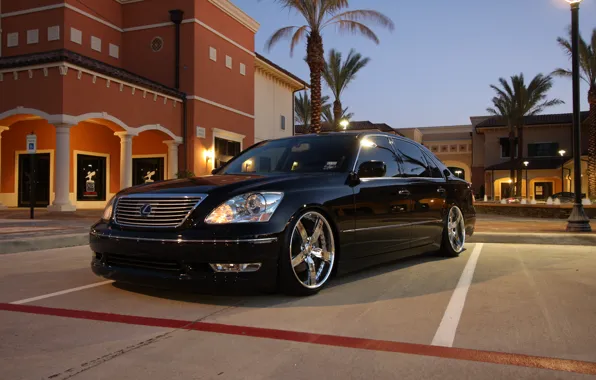 Картинка черный, фары, Lexus, Лексус, седан, диски, 430