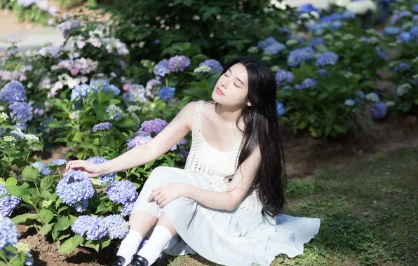 Beautiful, Asian, Model, Flowers, Smile, Woman, Cute, Pretty