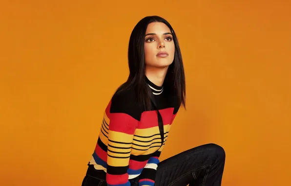 Взгляд, девушка, рисунок, портрет, кофта, Kendall Jenner