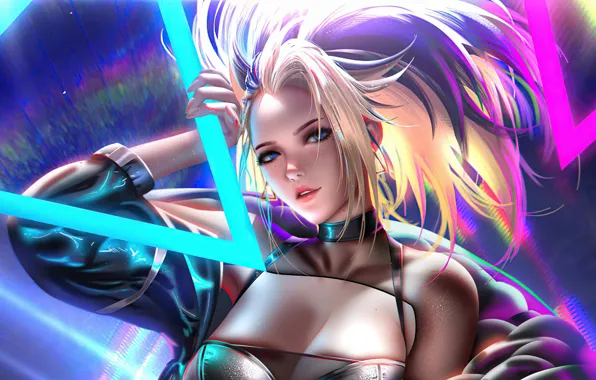 Игра, game, голубые глаза, красивая девушка, blue eyes, очарование, Akali, League of Legends