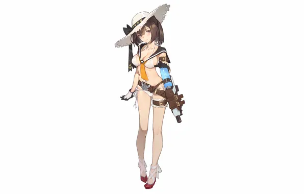 Girl, sexy, cleavage, brown hair, brown eyes, boobs, anime, beautiful