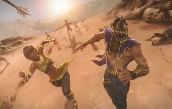 Погоня, стрелы, Mortal Kombat, Таня, Рэйн