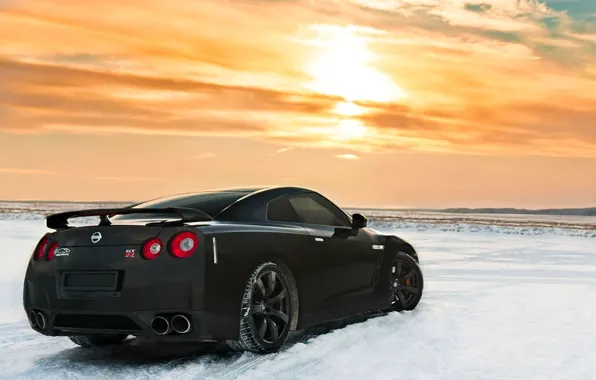 Nissan, black, auto, gt-r