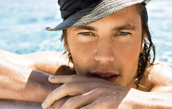 Лицо, шляпа, бассейн, мужчина, Тейлор Китч, Taylor Kitsch