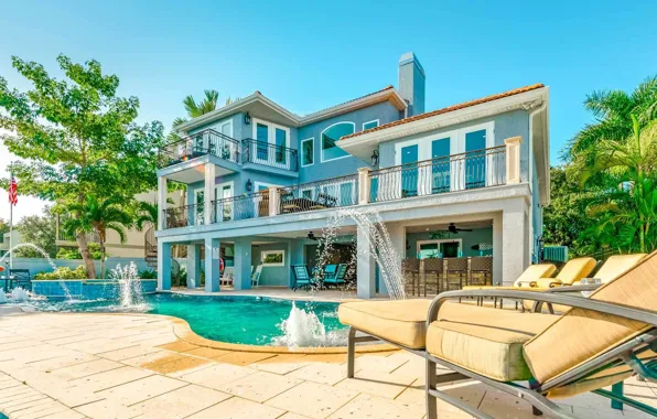 Стиль, вилла, бассейн, архитектура, pool, фасад, терраса, балконы