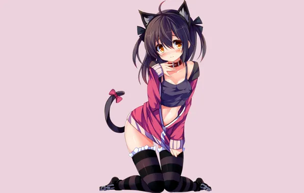 Girl, sexy, cleavage, thighhighs, long hair, boobs, anime, beautiful