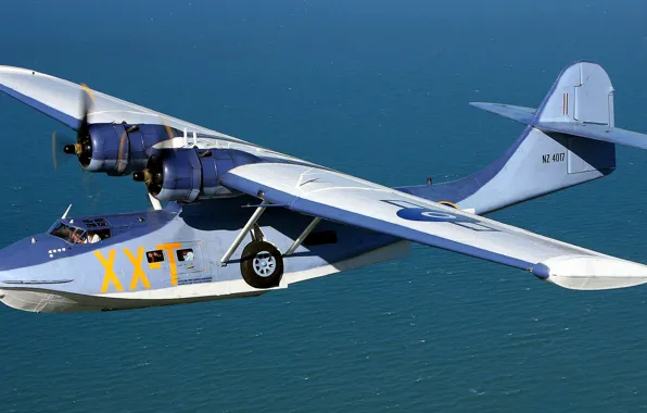 Вода, полет, самолет, каталина, гидроплан, PBY Catalina